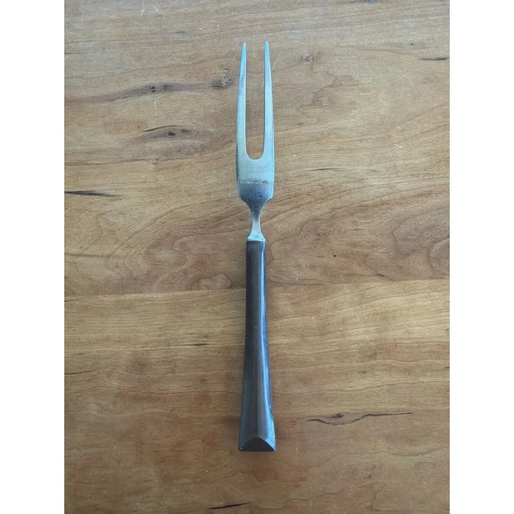 Mid-Century Modern Teak bakelite Handle Stainless Steel Carving Fork Japan‎